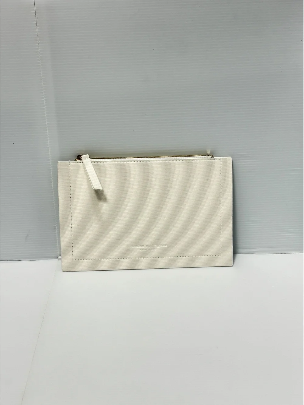 Narciso Rodriguez White Textured Leather Zip Pouch Clutch